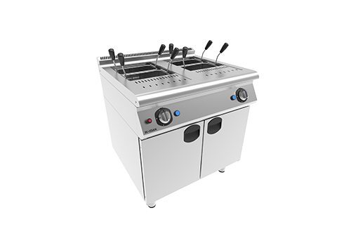 7MG 20 | Gas heated pasta cooker on a closed lower cabinet (17lt+17lt)