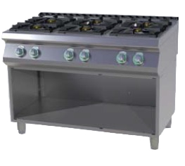 SPS 7120B G | Gas range with 6 burners and opened base