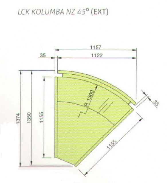 LCK Kolumba REM EXT45 | Ugaona rashladna vitrina - spoljašnji ugao 45°