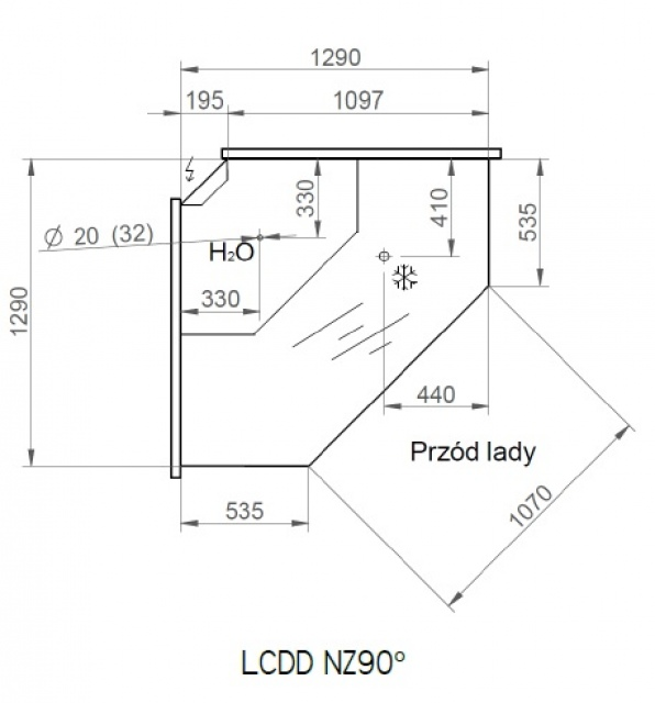 LCD Dorado D REM EXT90 | External corner counter 90°