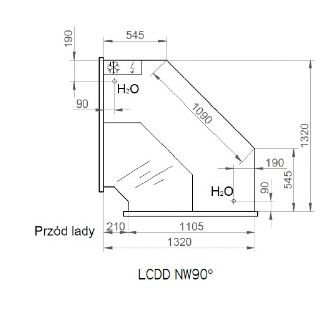 LCD Dorado D REM INT90 | Ugaona rashladna vitrina | unutrašnji ugao 90°