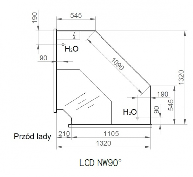 LCD Dorado REM INT90 | Internal corner counter 90°