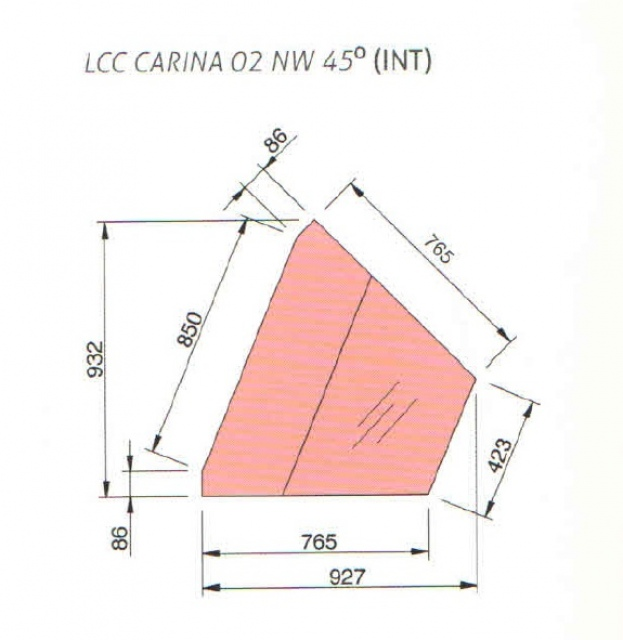 LNC Carina 02 INT45 N | Neutralna ugaona vitrina - unutrašnji ugao (45°)